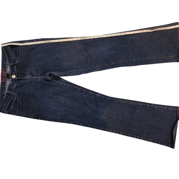 Southpole Junior Embroidered Low Rise Bootcut Medium Wash Denim Jeans Size 9 - Picture 7 of 9